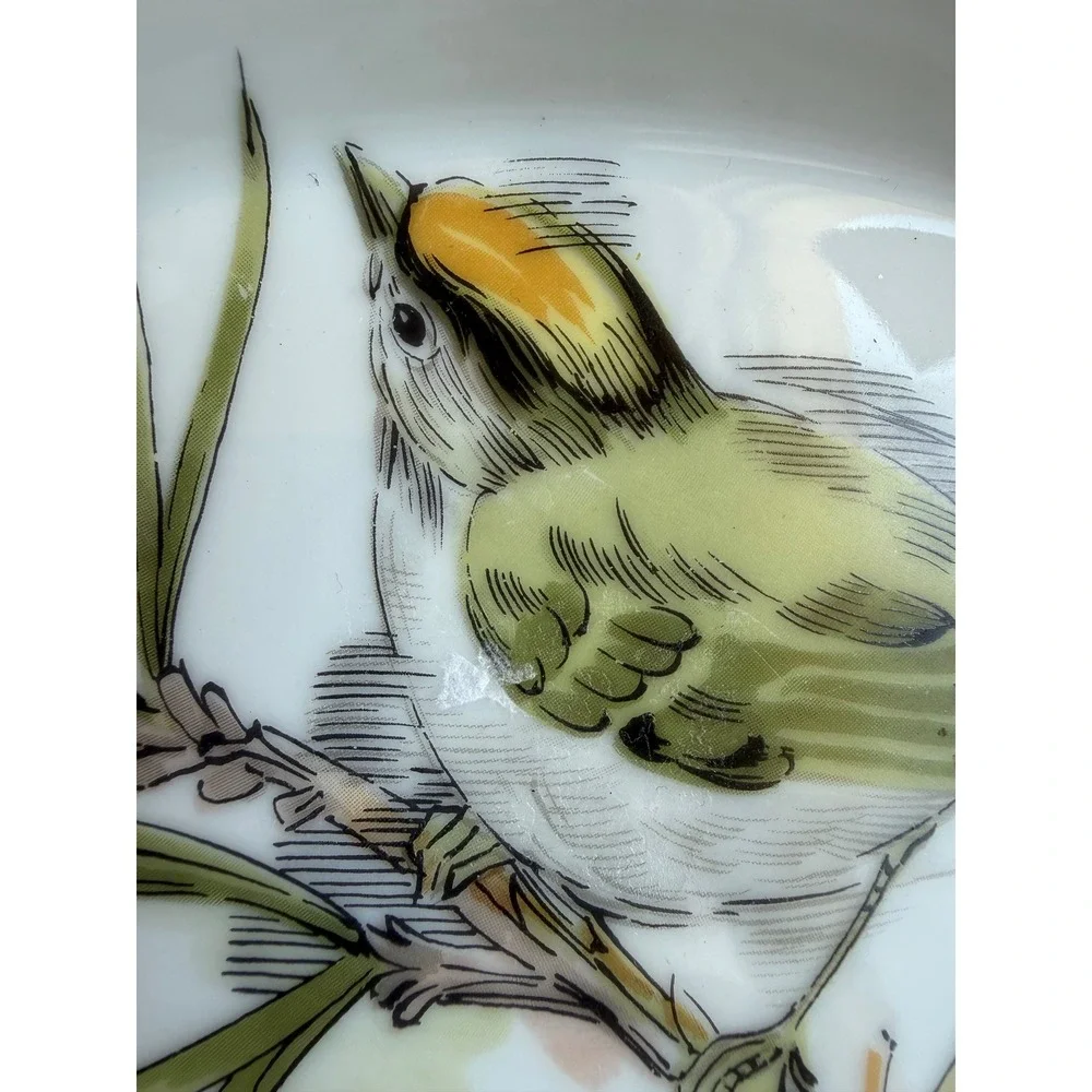 Enesco Song Bird Fine China Trinket Dish Set of 2 Oval Bird Plates Vintage 1978
